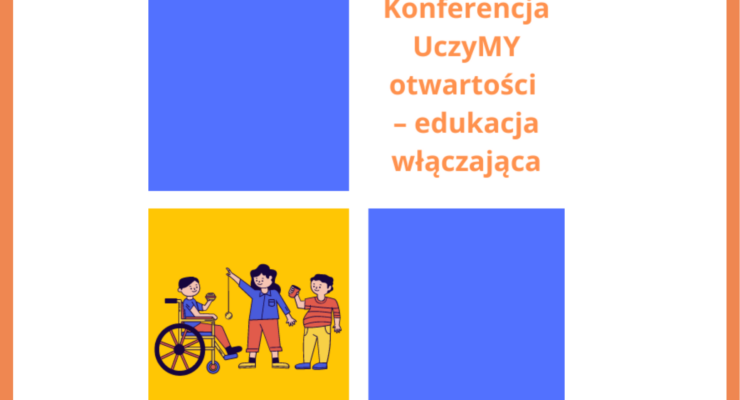 Logo składające z kwadratów na białym tle wraz z tytułem konferencji