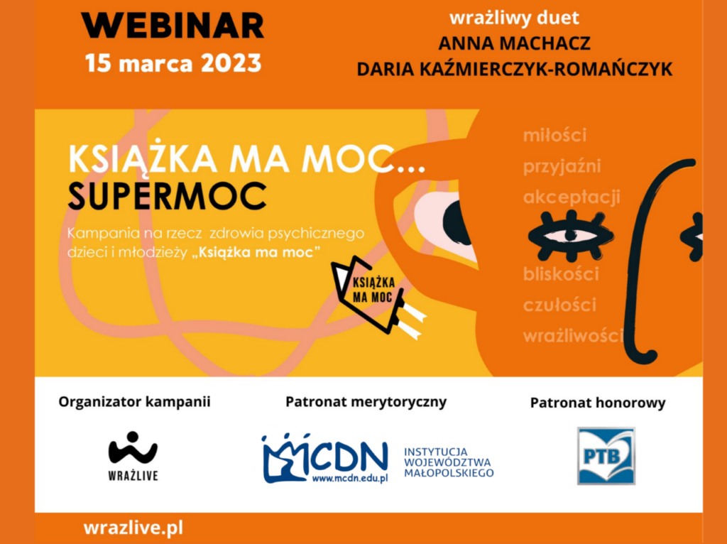 Plakat zapraszający na webinar, który odbędzie się 15 marca 2023 roku. Na plakacie znajdują się nazwiska prelegentów oraz sytuacyjna grafika. Poniżej loga podmiotów zaangażowanych w wydarzenie.