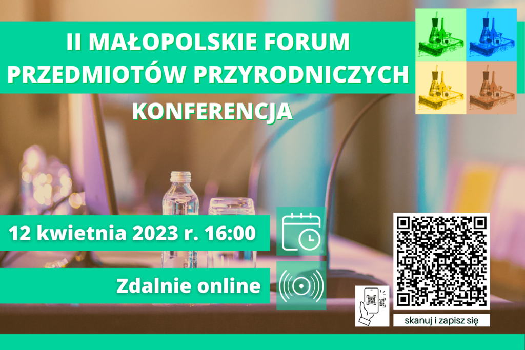 grafika promująca konferencję z tytułem, datą oraz kodem qr do skanowania.