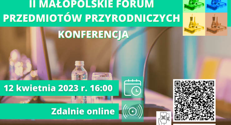 grafika promująca konferencję z tytułem, datą oraz kodem qr do skanowania.