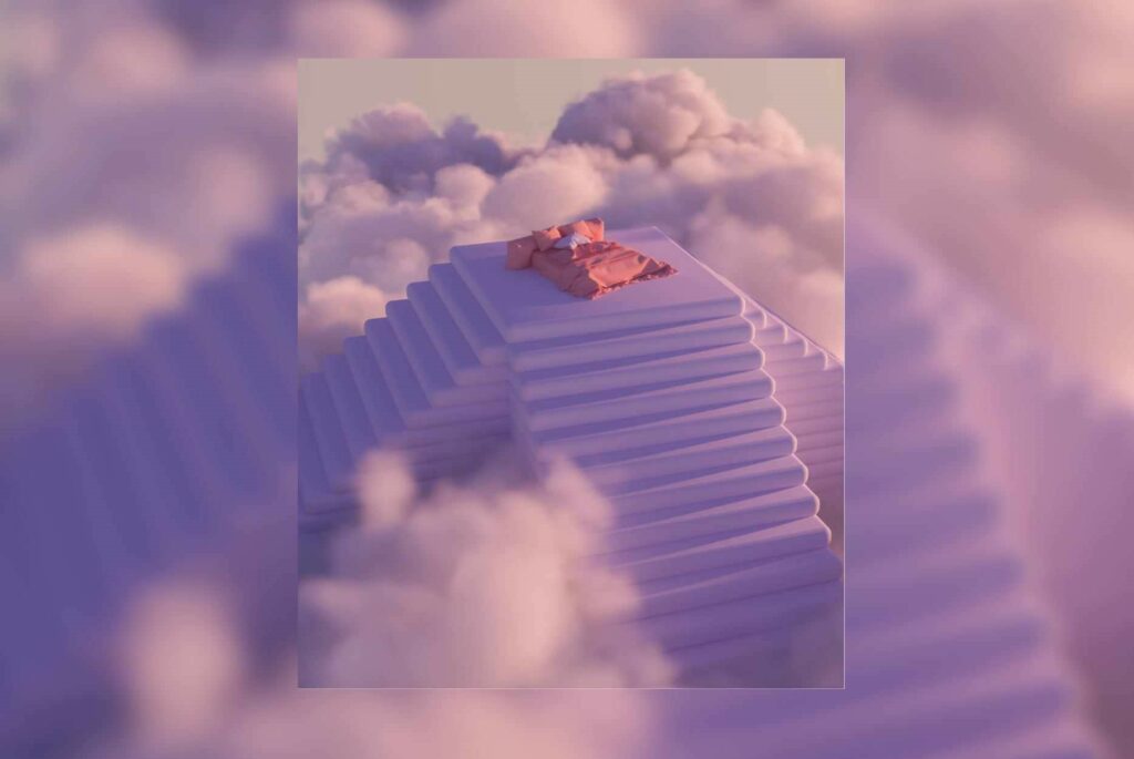 piramida z poduszką w chmurach
