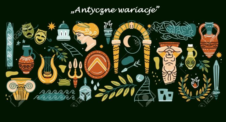 Obrazek przedstawia zestaw starożytnych, greckich przedmiotów