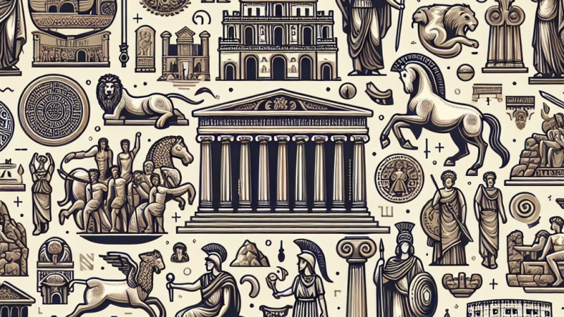 Obrazek przedstawia różne elementy kultury materialnej