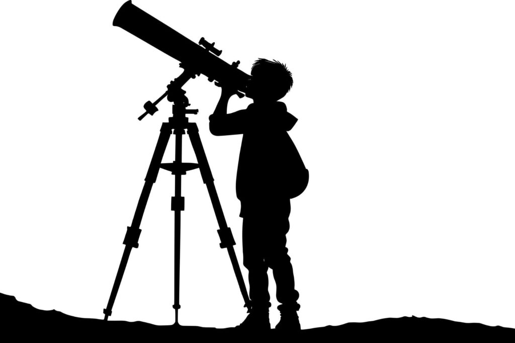 zarys chłopca z lunetą