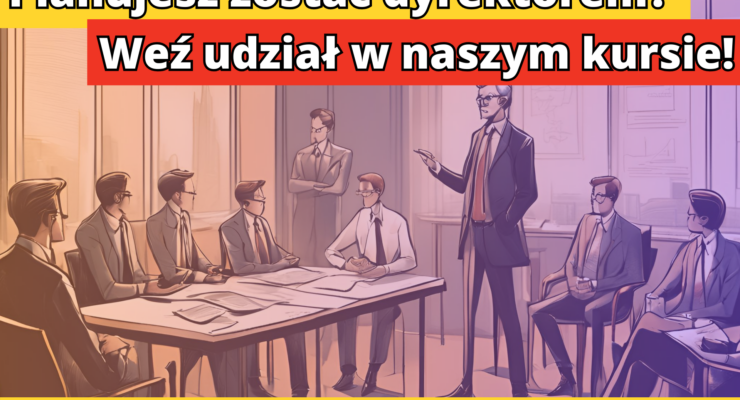 grafika promująca kurs kwalifikacyjny zarządzania oświatą 2024-2025