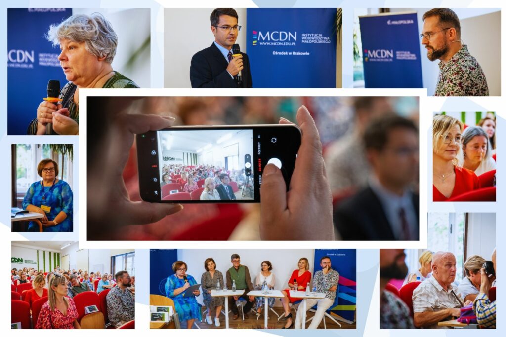 kolaż zdjęć z konferencji z cyklu Akademii Oceniania