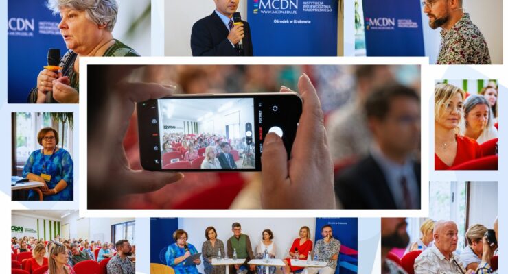 kolaż zdjęć z konferencji z cyklu Akademii Oceniania