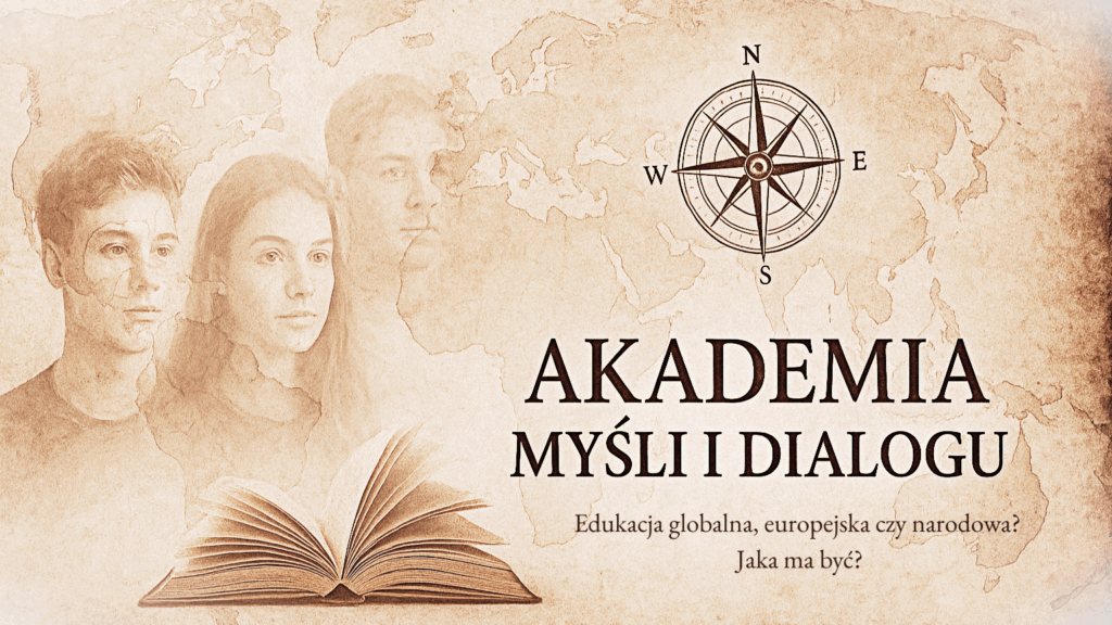 obrazek przedstawia mapę kompas i twarze młodych osób