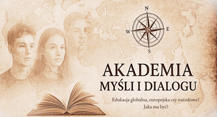 obrazek przedstawia mapę kompas i twarze młodych osób